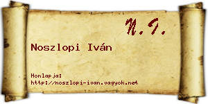 Noszlopi Iván névjegykártya
