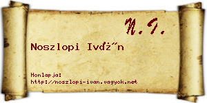 Noszlopi Iván névjegykártya